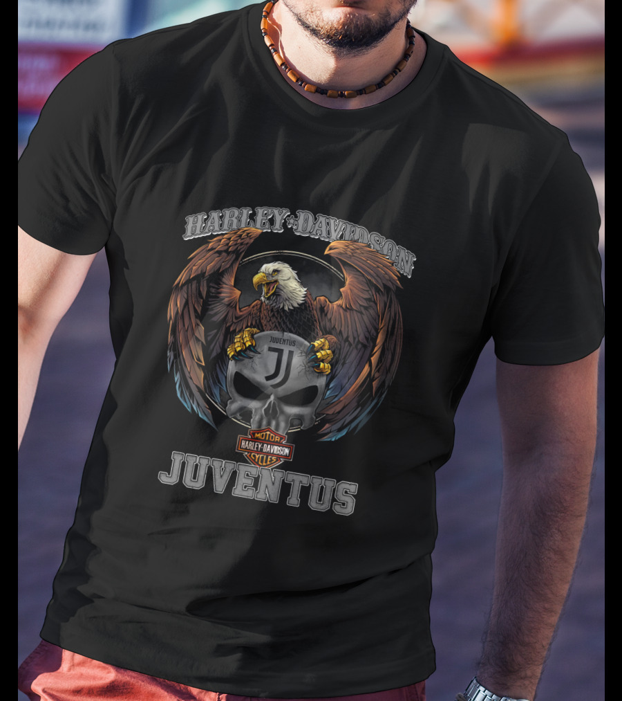 Harley Davidson Juventus Eagle Skull T-Shirt