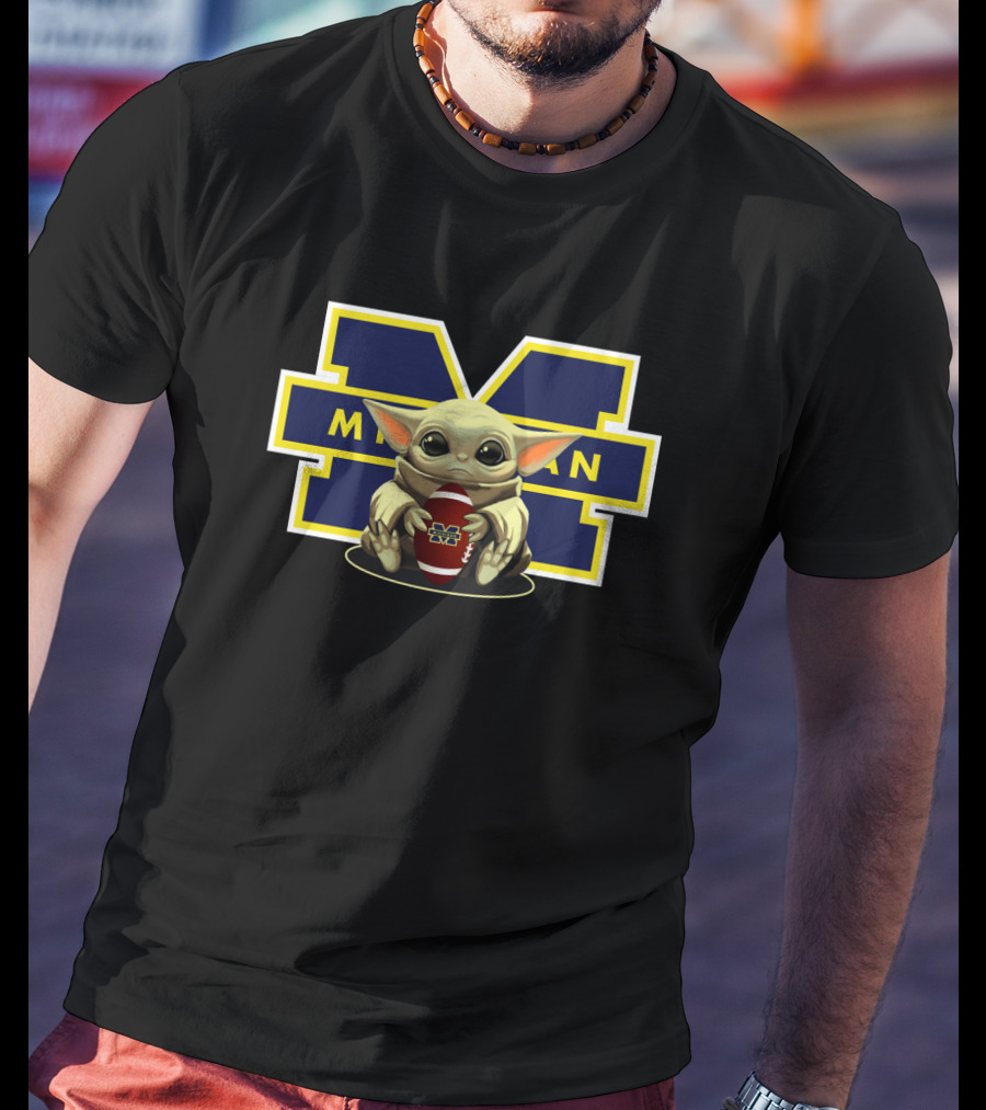 Michigan Baby Yoda Wolverine Football T-Shirt