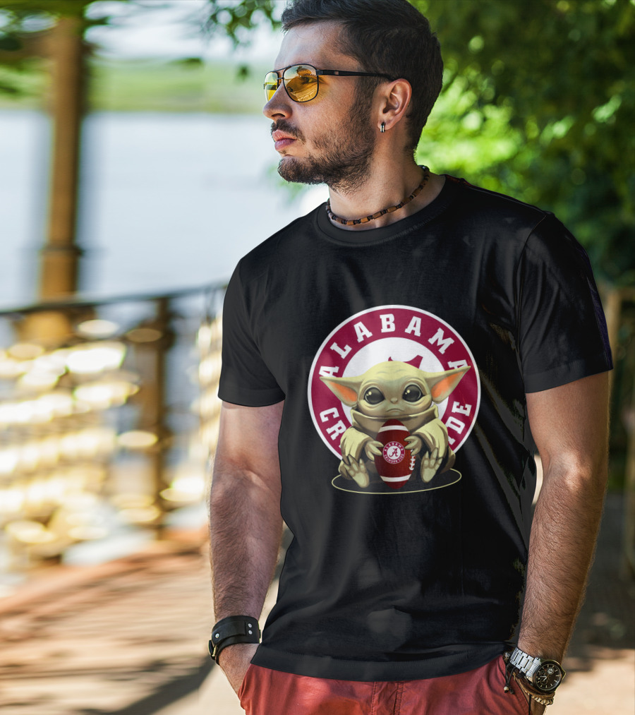 Alabama Crimson Tide Baby Yoda Football T-Shirt