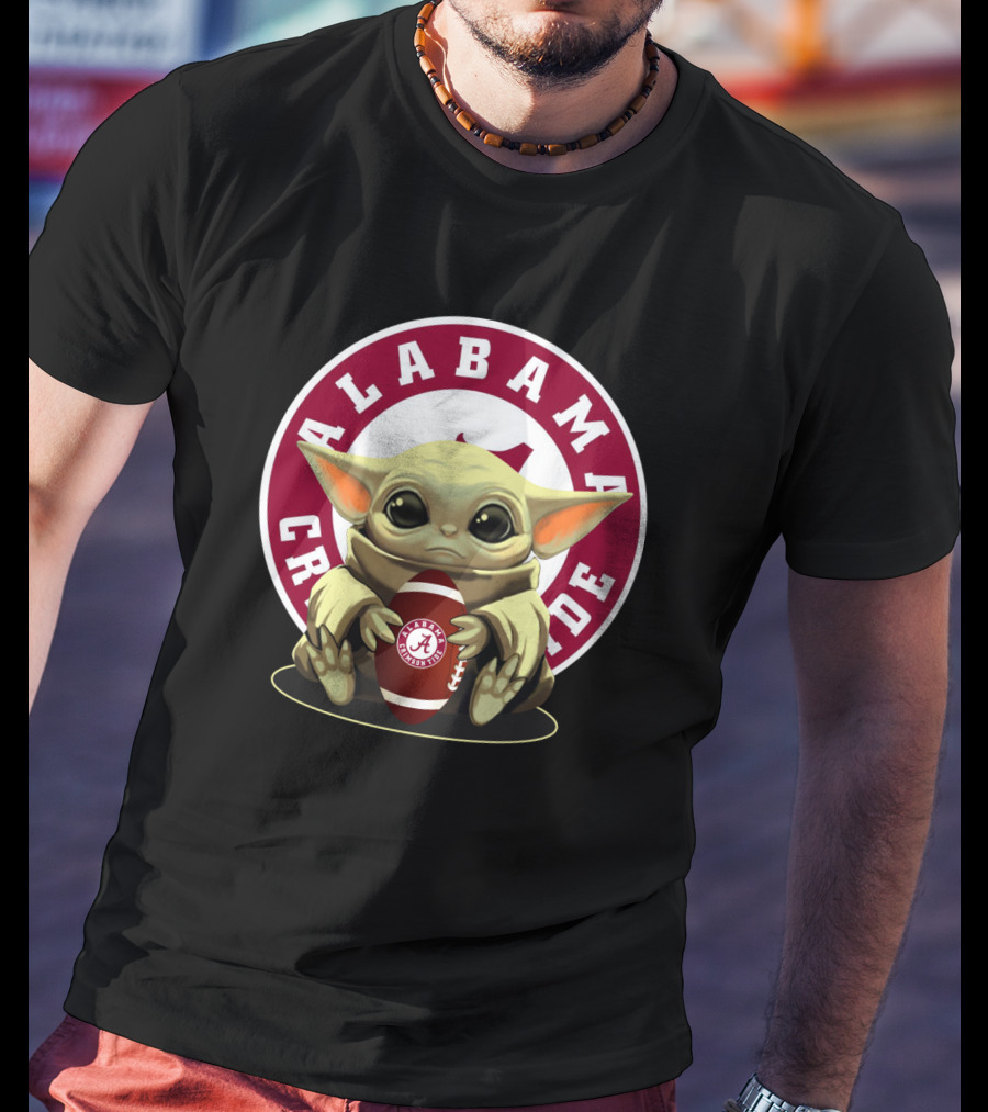 Alabama Crimson Tide Baby Yoda Football T-Shirt