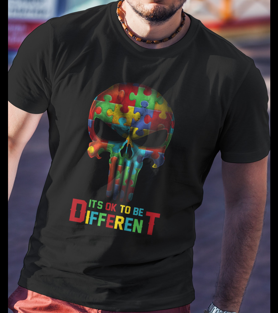 Punisher Puzzle Skull It's OK To Be Different T-Shirt