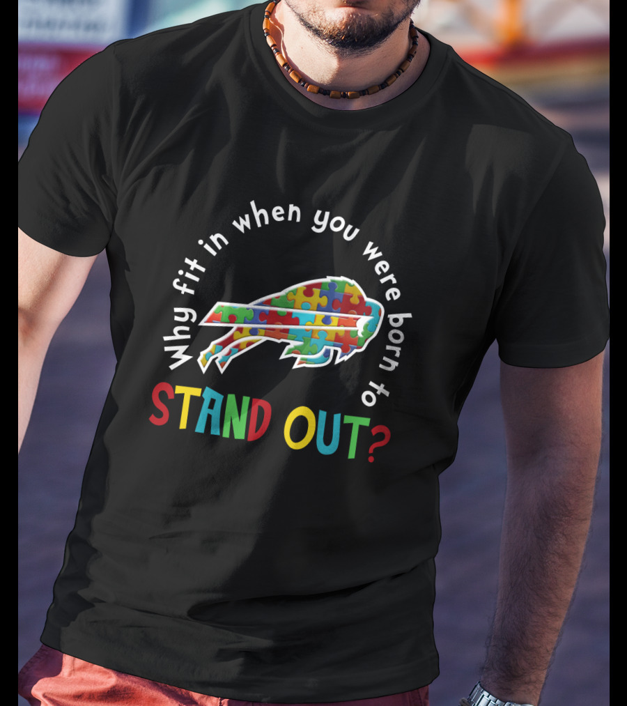 Why Fit In When You Were Born To Stand Out Buffalo Puzzle T-Shirt