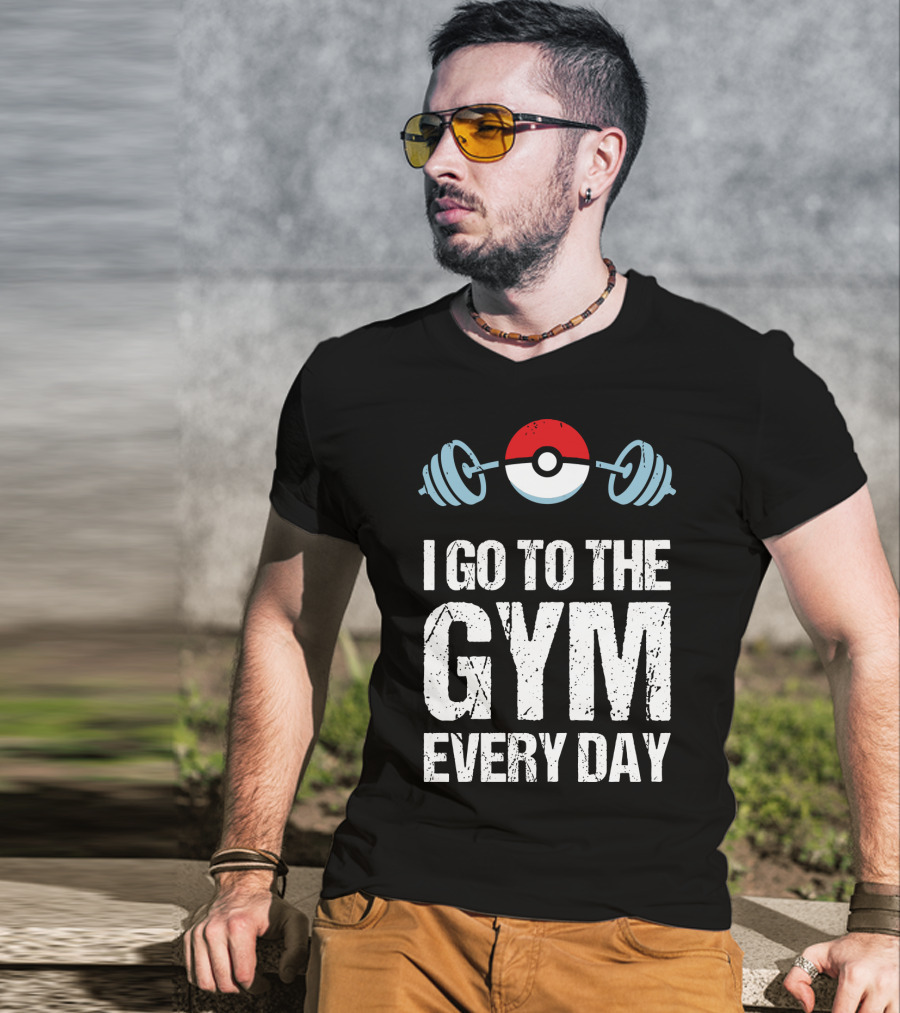 I Go To The Gym Everyday Pokeball Dumbbell T-Shirt
