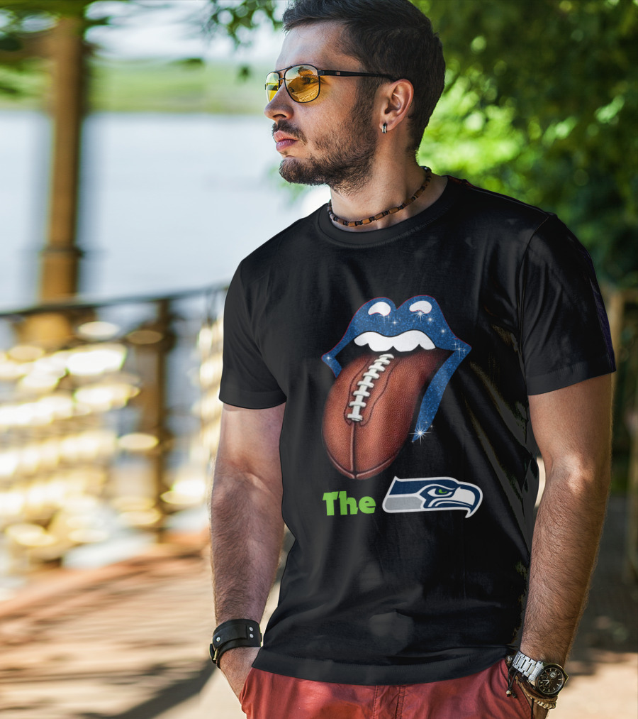 The Seahawks Sparkling Tongue With Football Smile T-Shirt