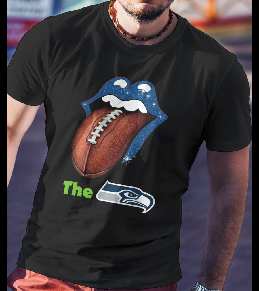 The Seahawks Sparkling Tongue With Football Smile T-Shirt
