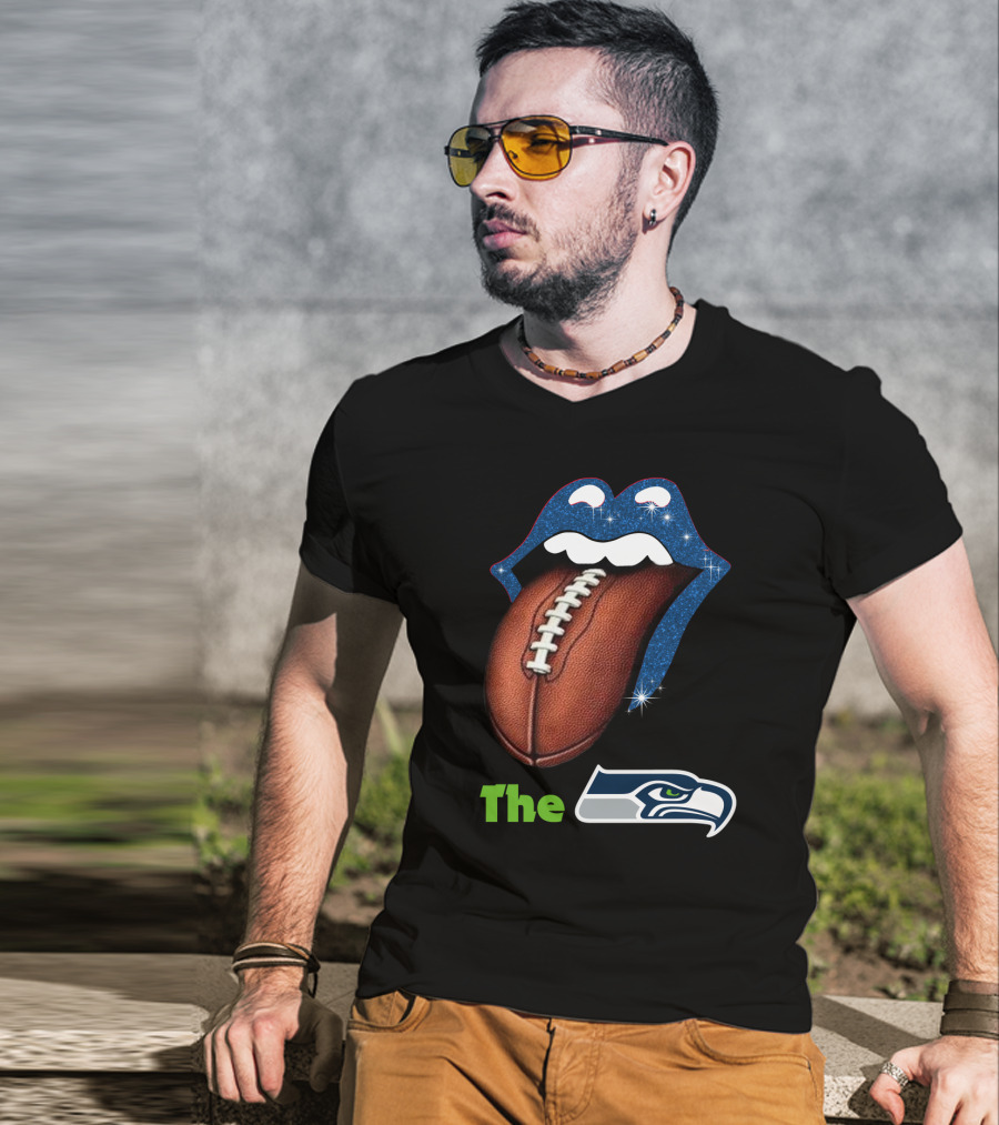 The Seahawks Sparkling Tongue With Football Smile T-Shirt