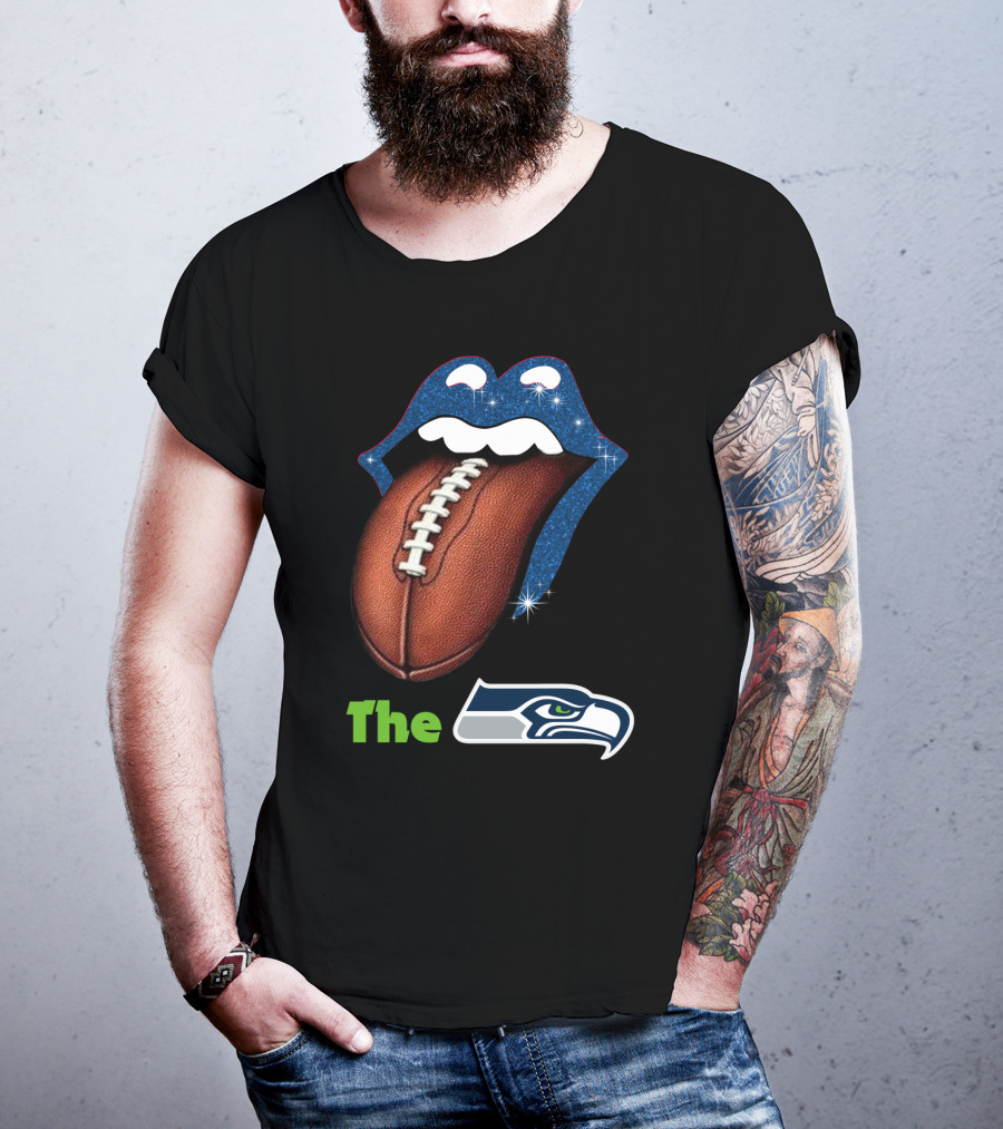 The Seahawks Sparkling Tongue With Football Smile T-Shirt