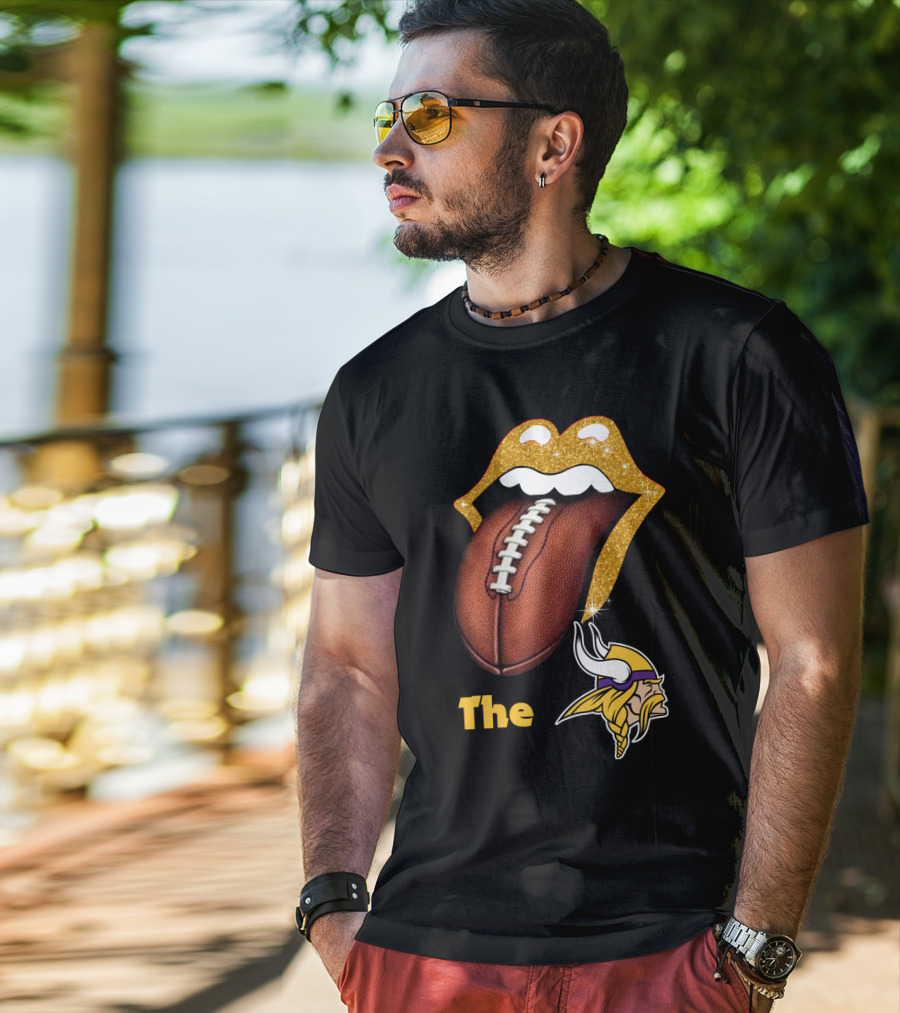 The Smile Vikings Football Logo With Classic Tongue And Glitter Highlights T-Shirt