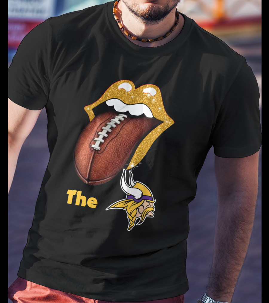 The Smile Vikings Football Logo With Classic Tongue And Glitter Highlights T-Shirt