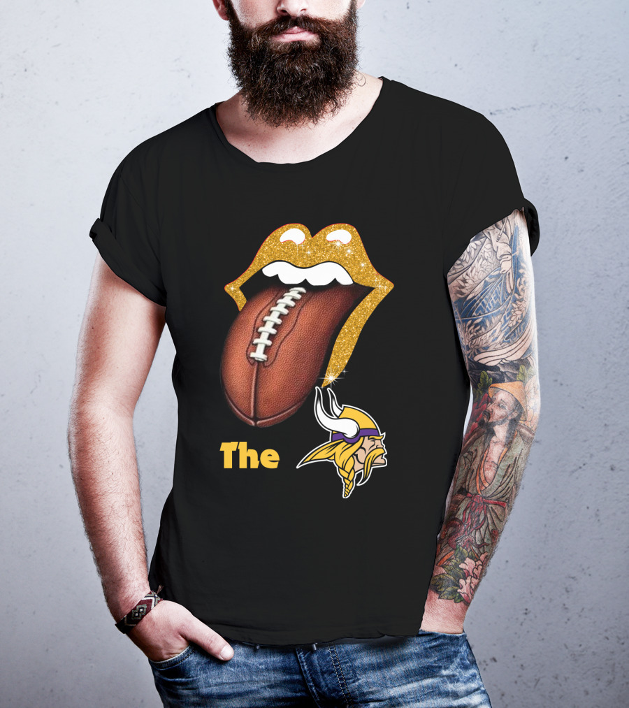 The Smile Vikings Football Logo With Classic Tongue And Glitter Highlights T-Shirt