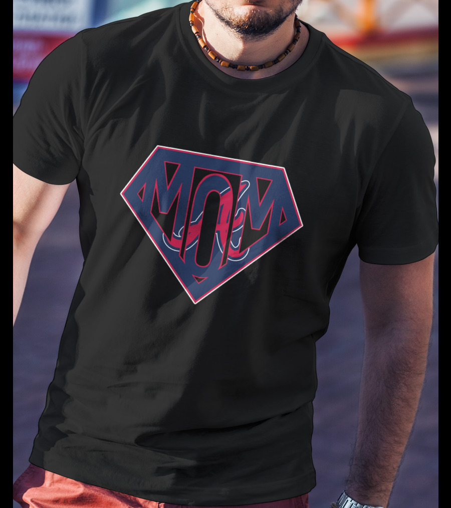 SUPER MOM Braves Baseball Logo Badge T-Shirt