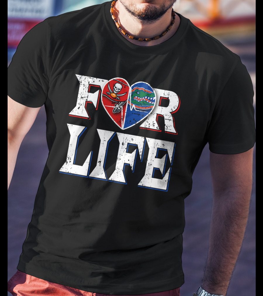 For Life Buccaneers Gators Heart Shape T-Shirt