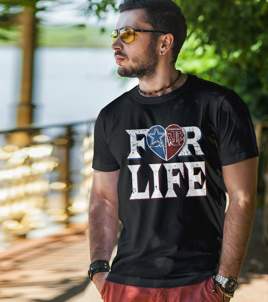 For Life Cowboys Texas A&M Aggies Heart Logo Fan Loyalty T-Shirt