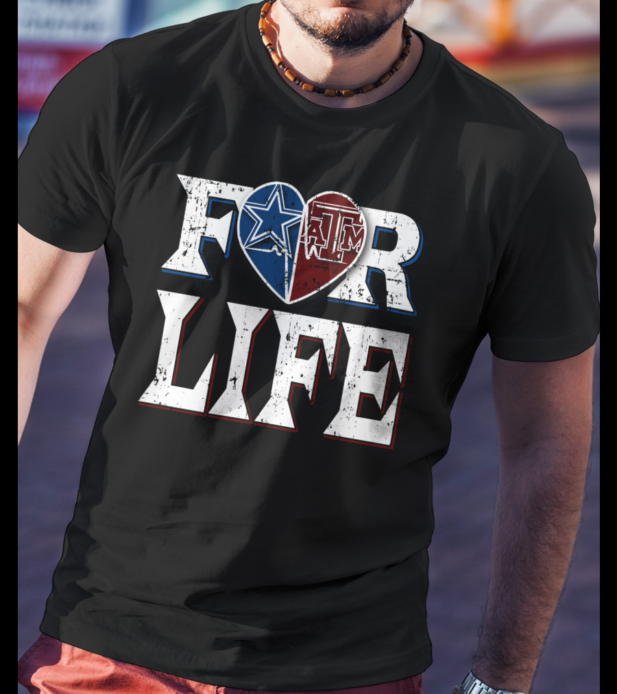 For Life Cowboys Texas A&M Aggies Heart Logo Fan Loyalty T-Shirt