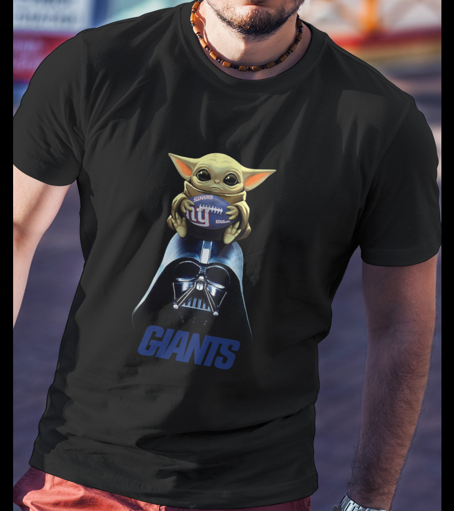 Baby Yoda Giants Football Darth Vader Crossover Nyg Nfl T-Shirt