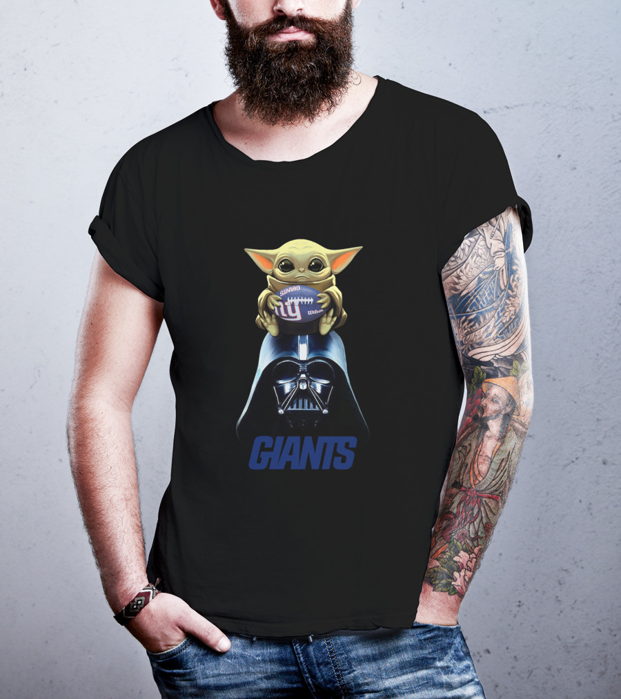 Baby Yoda Giants Football Darth Vader Crossover Nyg Nfl T-Shirt
