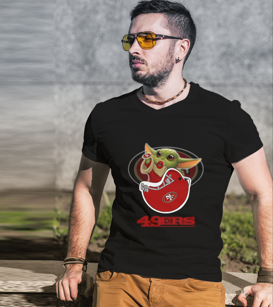 Nfl Sf 49ers Baby Alien Holding Sf Helmet T-Shirt
