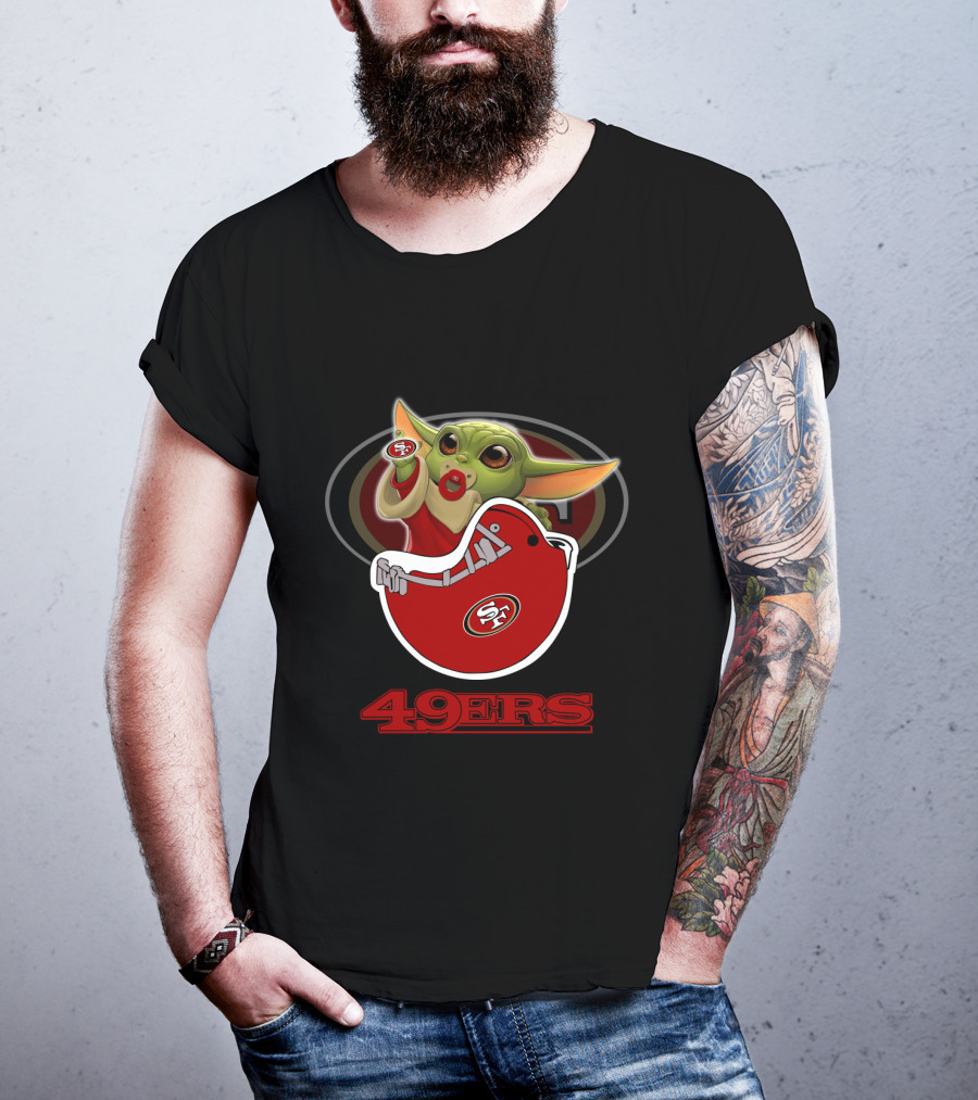 Nfl Sf 49ers Baby Alien Holding Sf Helmet T-Shirt