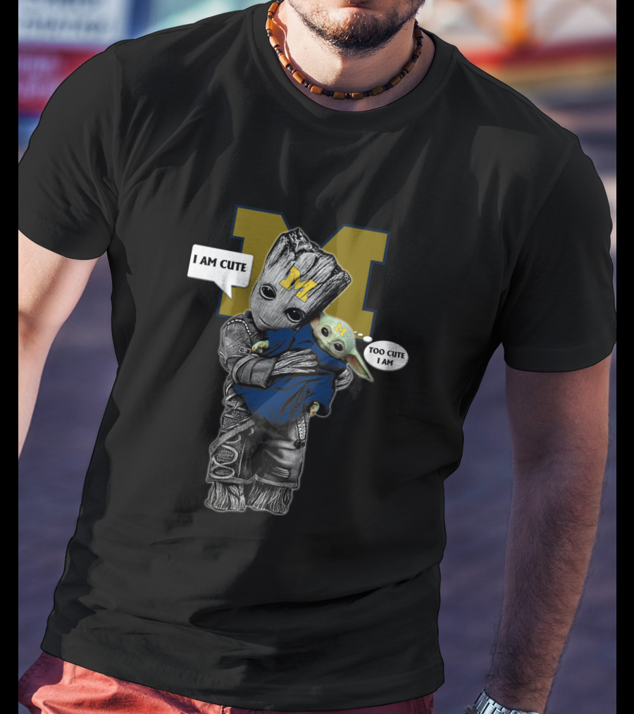 MW 010 NCAA YodaST Cute Groot Baby Yoda Michigan T-Shirt
