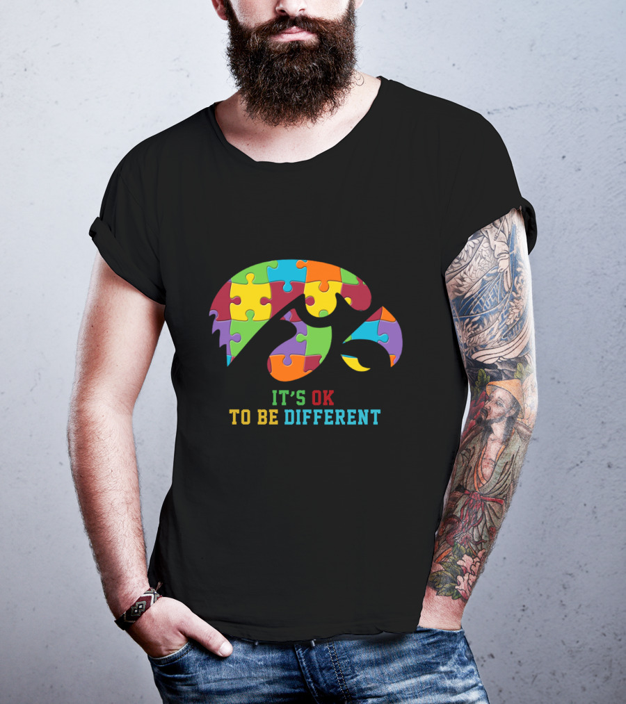 It's Ok To Be Different Iowa Hawkeyes Autism Puzzle T-Shirt