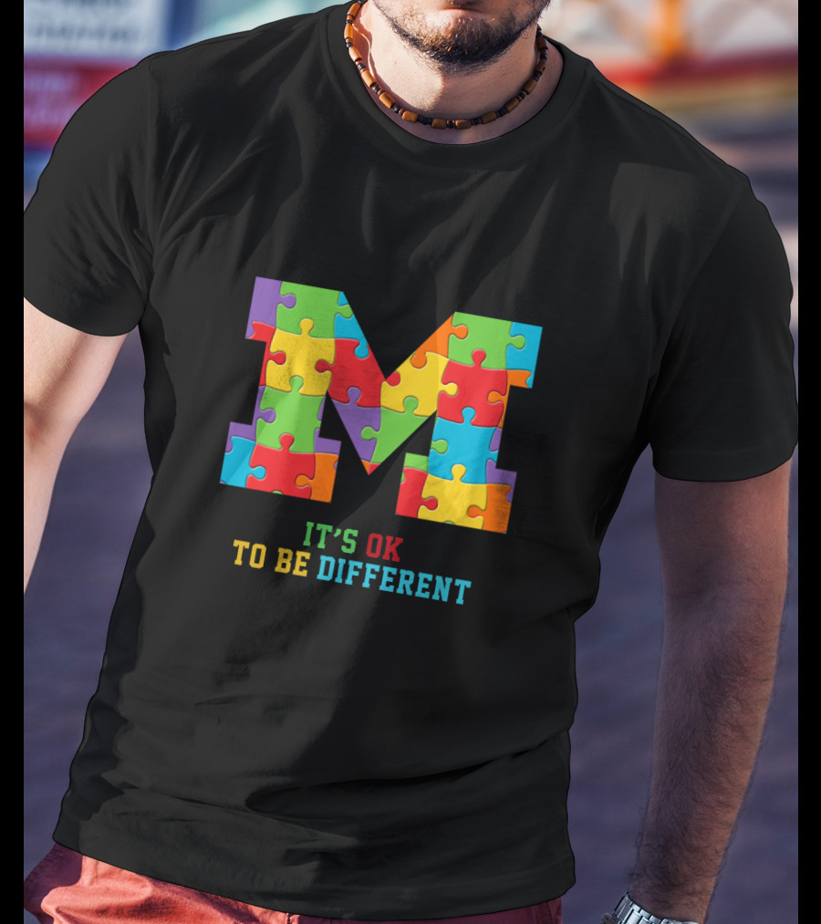 M It's Ok To Be Different Puzzle T-Shirt