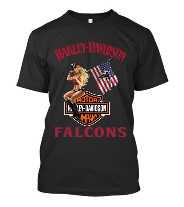 Harley Davidson Falcons Nflaf 18 American Flag T-Shirt