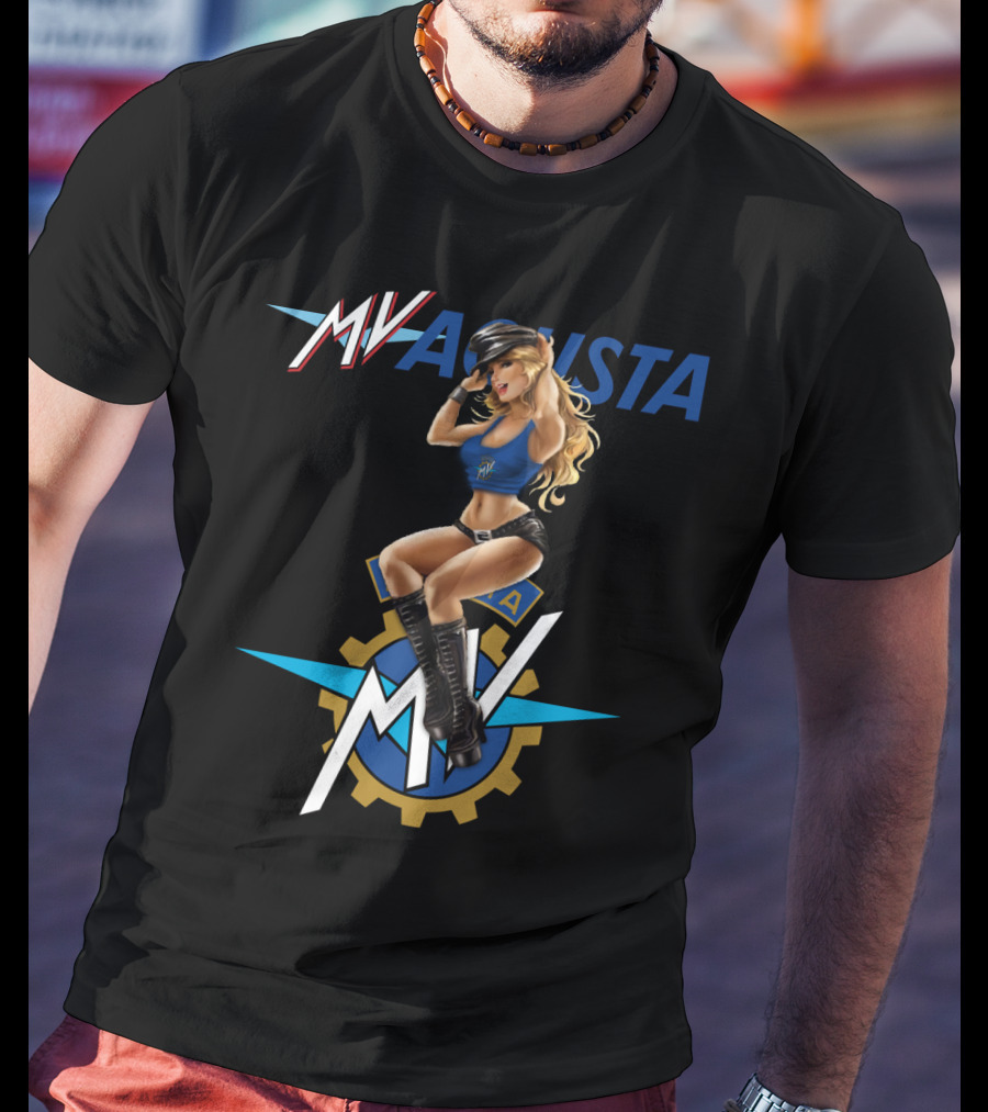 Mv Agusta Motorcycle Pin-Up Girl Graphic Dh T-Shirt