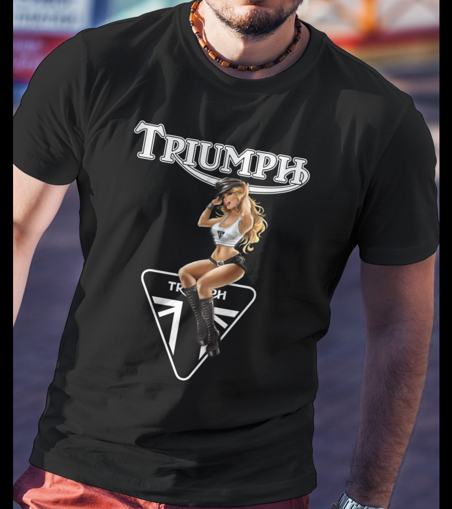 Triumph Dh 20 Logo With Pin-Up Model Motif T-Shirt