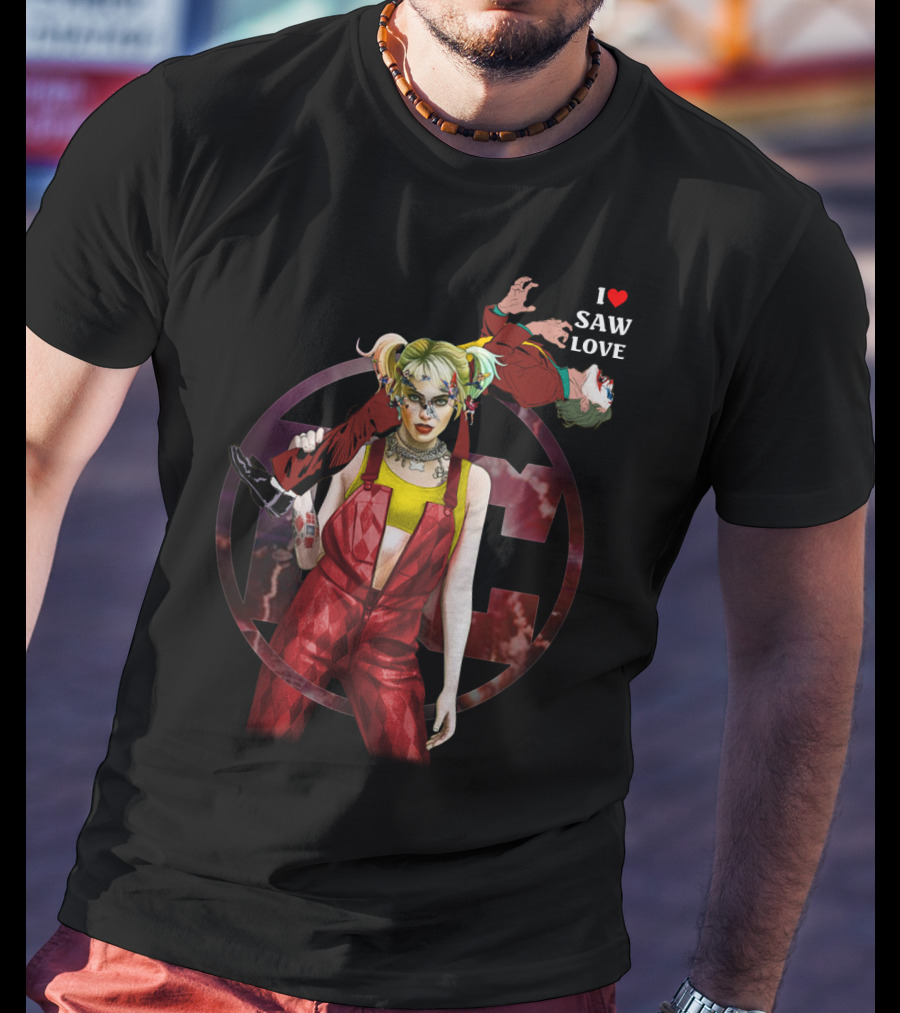Harley Quinn Joker I Heart Saw Love T-Shirt