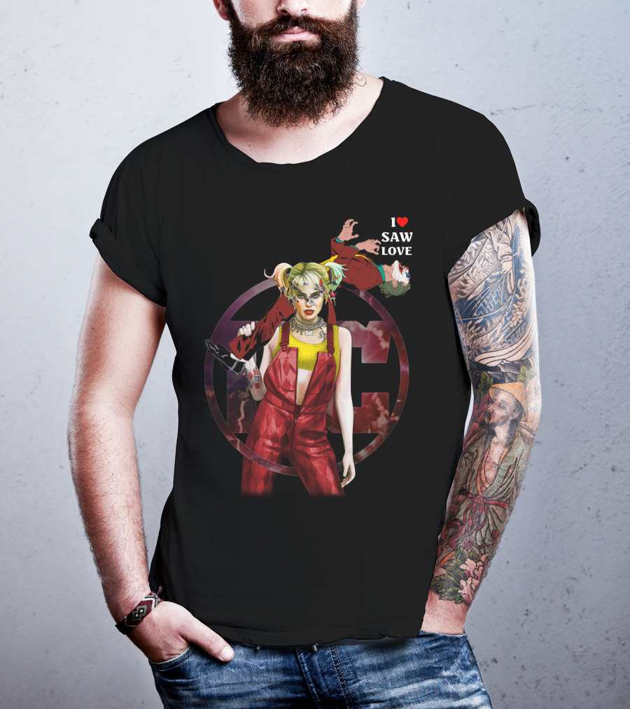 Harley Quinn Joker I Heart Saw Love T-Shirt