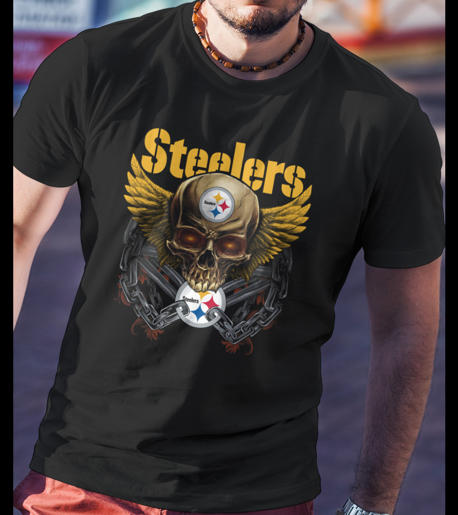 Steelers Skull Wings Chain T-Shirt