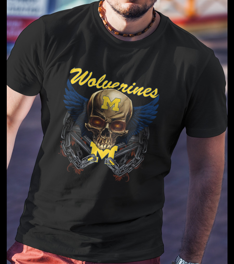 Wolverines M Skull Wings Chains T-Shirt
