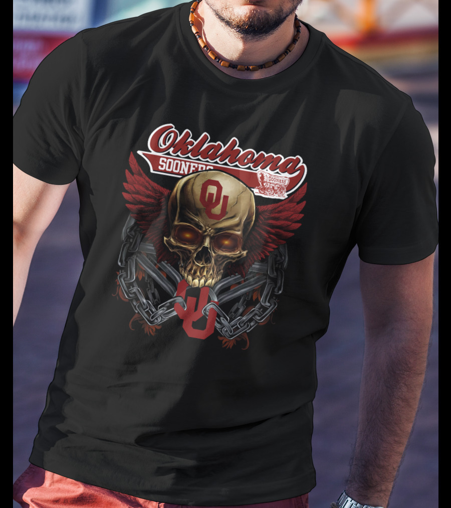 Oklahoma Sooners Skull Wings Ou Ncaa Os T-Shirt