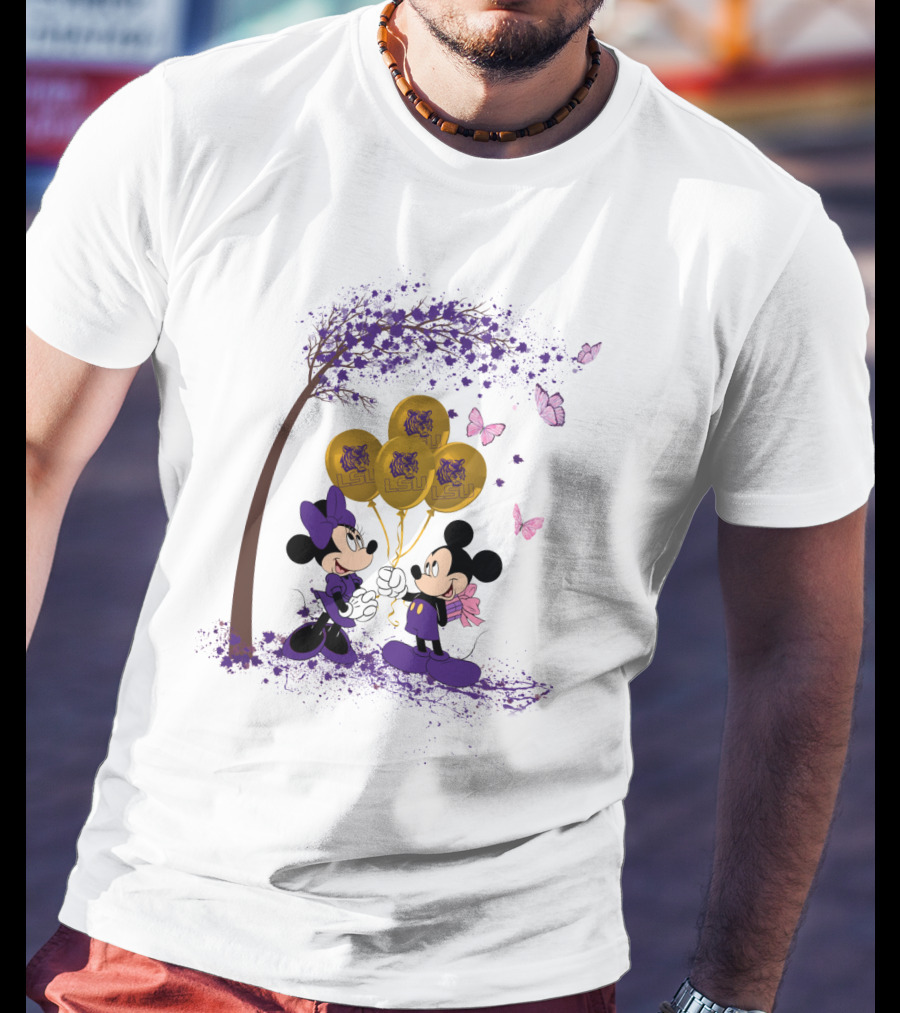 Ncaa Lsu Tigers Mickey And Minnie Balloons T-Shirt