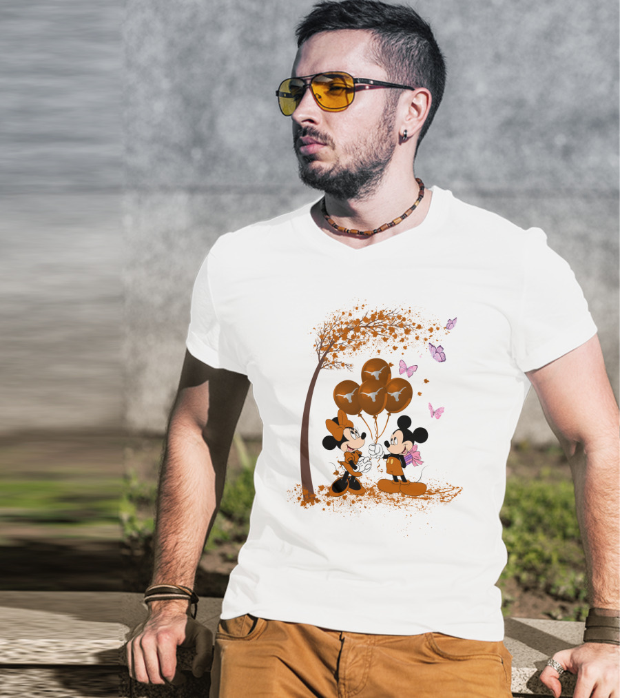Ncaa Texas Longhorns Mickey Minnie Balloons T-Shirt