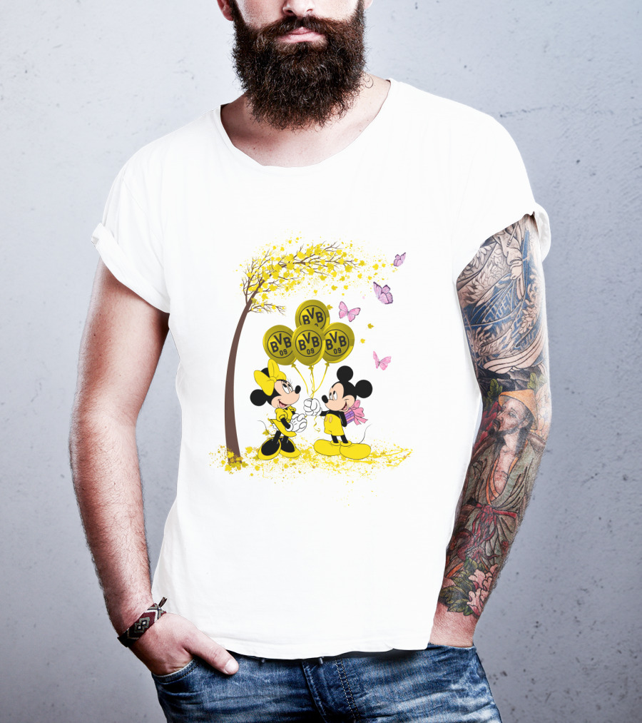 Borussia Dortmund BVB 09 Mickey And Minnie Balloons Bundesliga T-Shirt