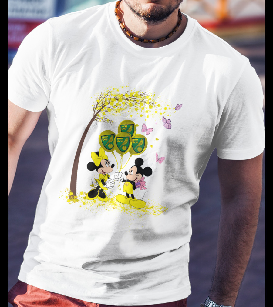 DH 29 Premier League Norwich City Mickey Minnie Balloons T-Shirt