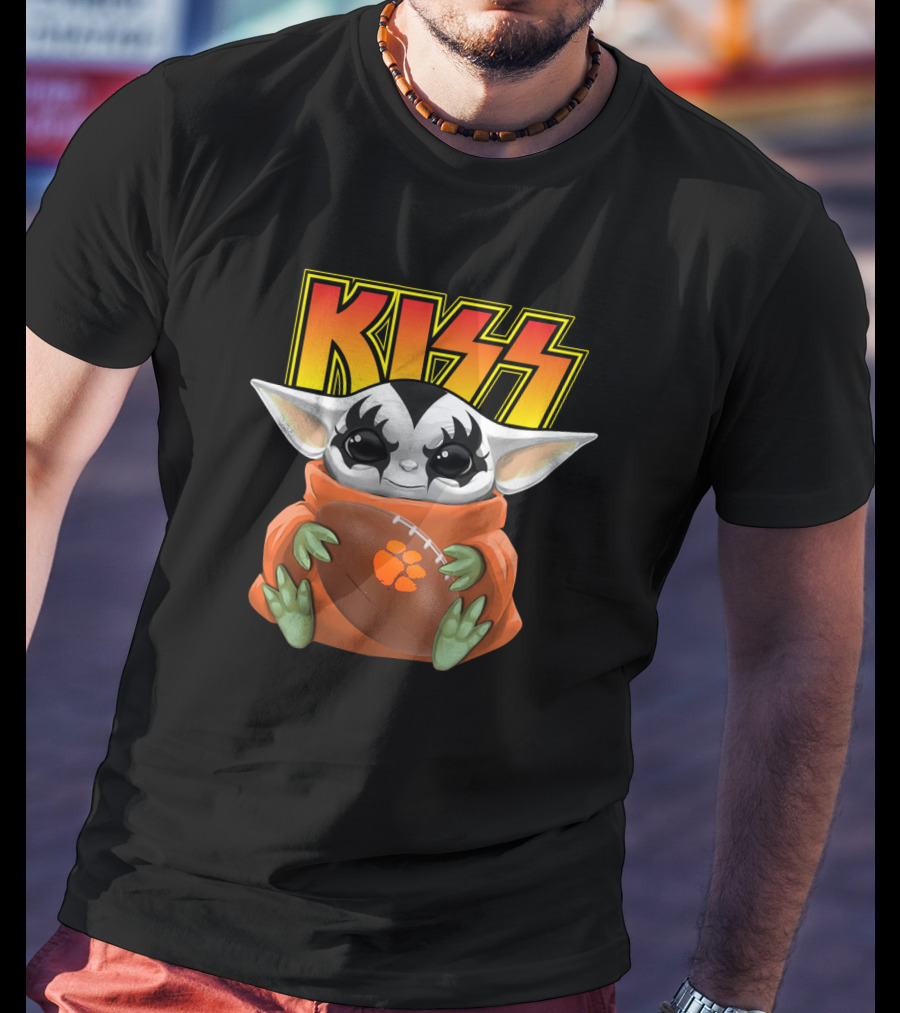 KISS Baby Yoda Gene Simmons Clemson Tigers Football T-Shirt