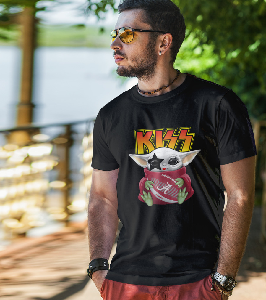 KISS Paul Stanley Baby Yoda Alabama Crimson Tide Football T-Shirt
