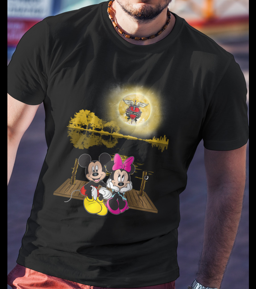 Mickey Minnie Romantic Moonlit Bon Jovi Dock Scene T-Shirt