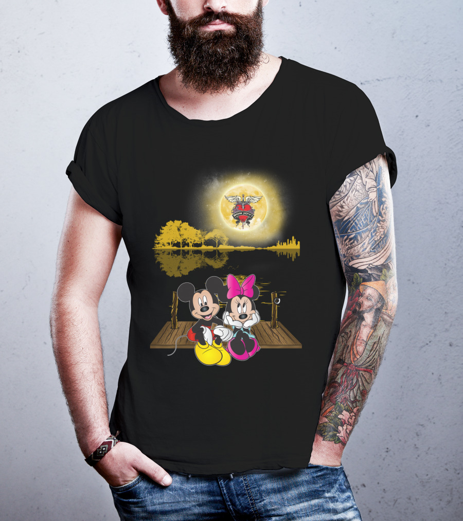 Mickey Minnie Romantic Moonlit Bon Jovi Dock Scene T-Shirt