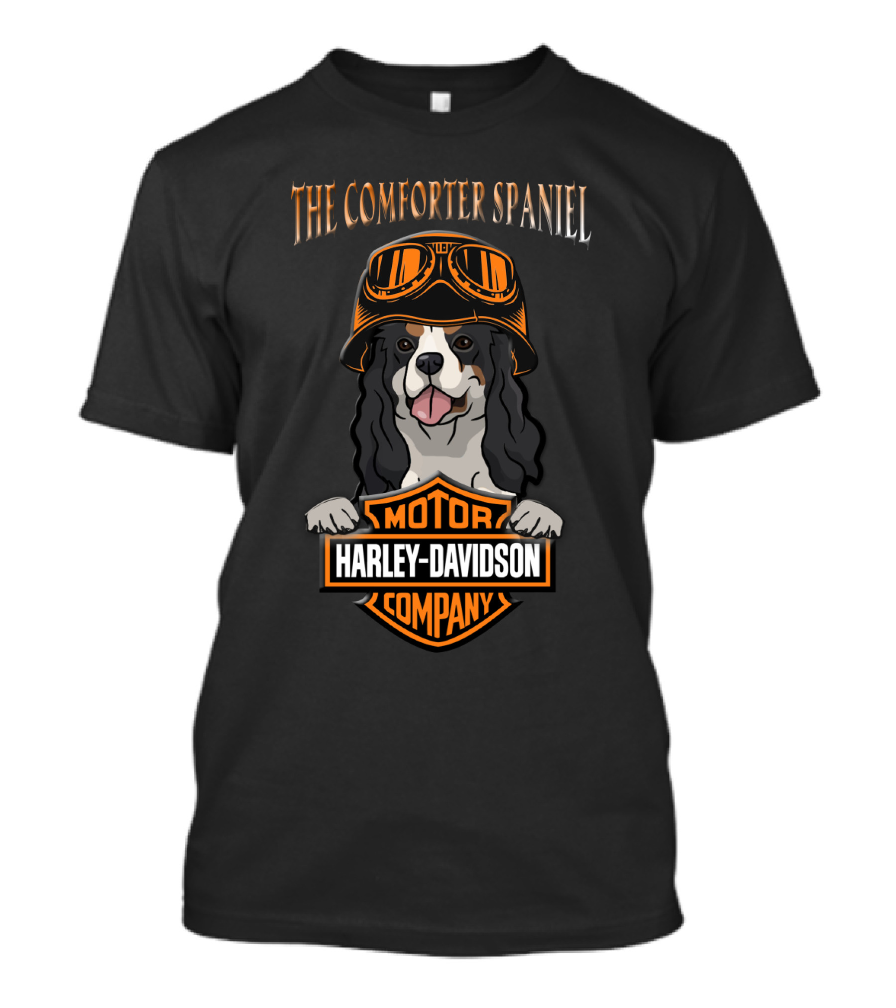 The Comforter Spaniel Harley Davidson Cavalier King Charles 33 Motorcycle T-Shirt