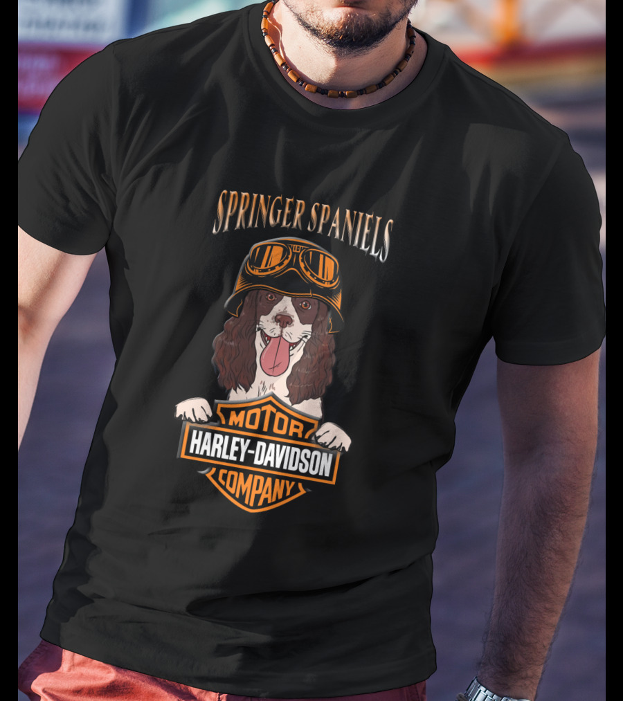 Springer Spaniels Harley Davidson Motorcycle Company T-Shirt