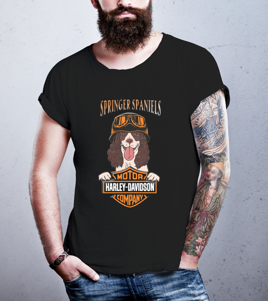 Springer Spaniels Harley Davidson Motorcycle Company T-Shirt