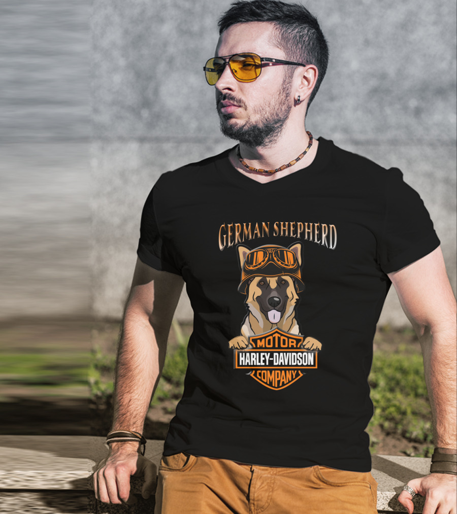 German Shepherd Harley Davidson Motorcycle Company T-Shirt