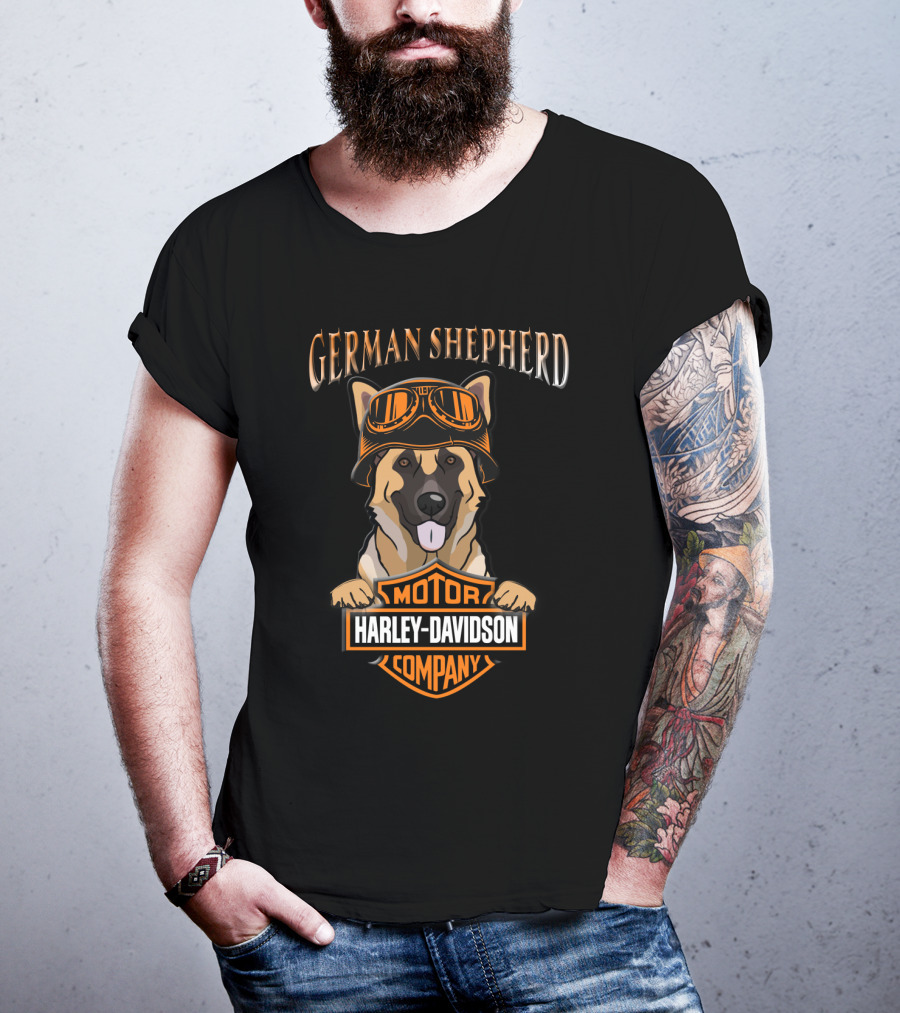 German Shepherd Harley Davidson Motorcycle Company T-Shirt