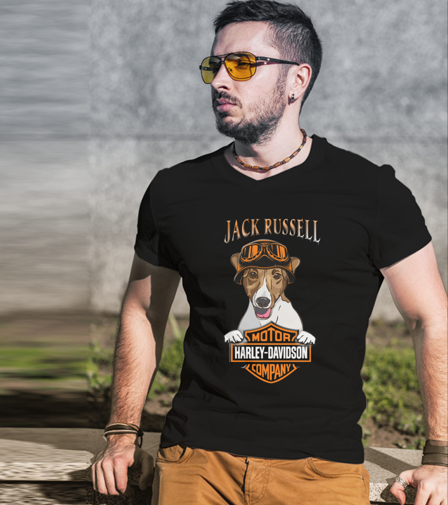 Jack Russell Terrier Harley Davidson Motorcycle Company T-Shirt
