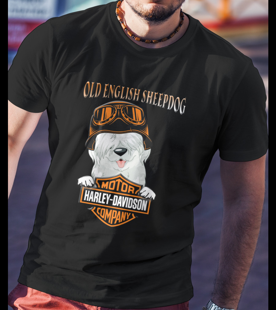 Old English Sheepdog Harley Davidson Motorcycle Company T-Shirt