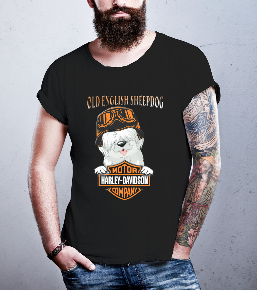 Old English Sheepdog Harley Davidson Motorcycle Company T-Shirt