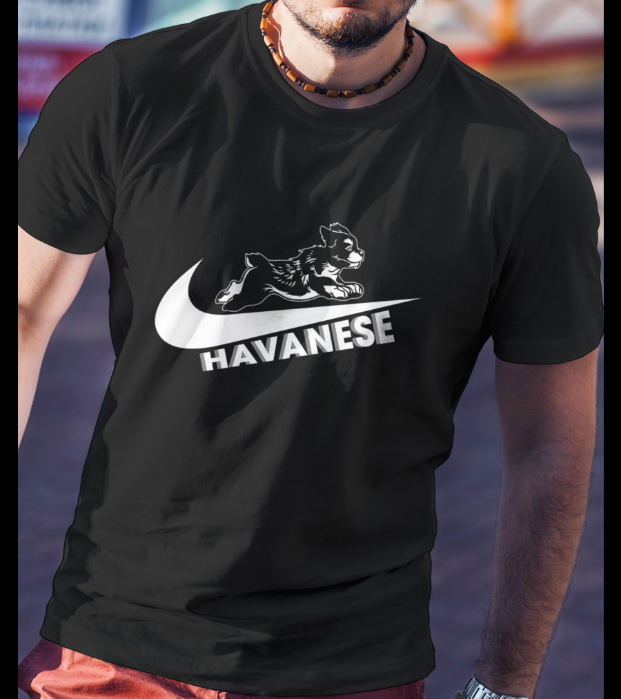 Havanese Nike Dog Jumping Swoosh T-Shirt